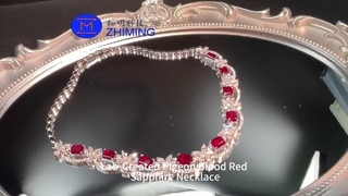 カスタムジェムストーンジュエリーラボグロウンピジョンブラッドレッドサファイアネックレス