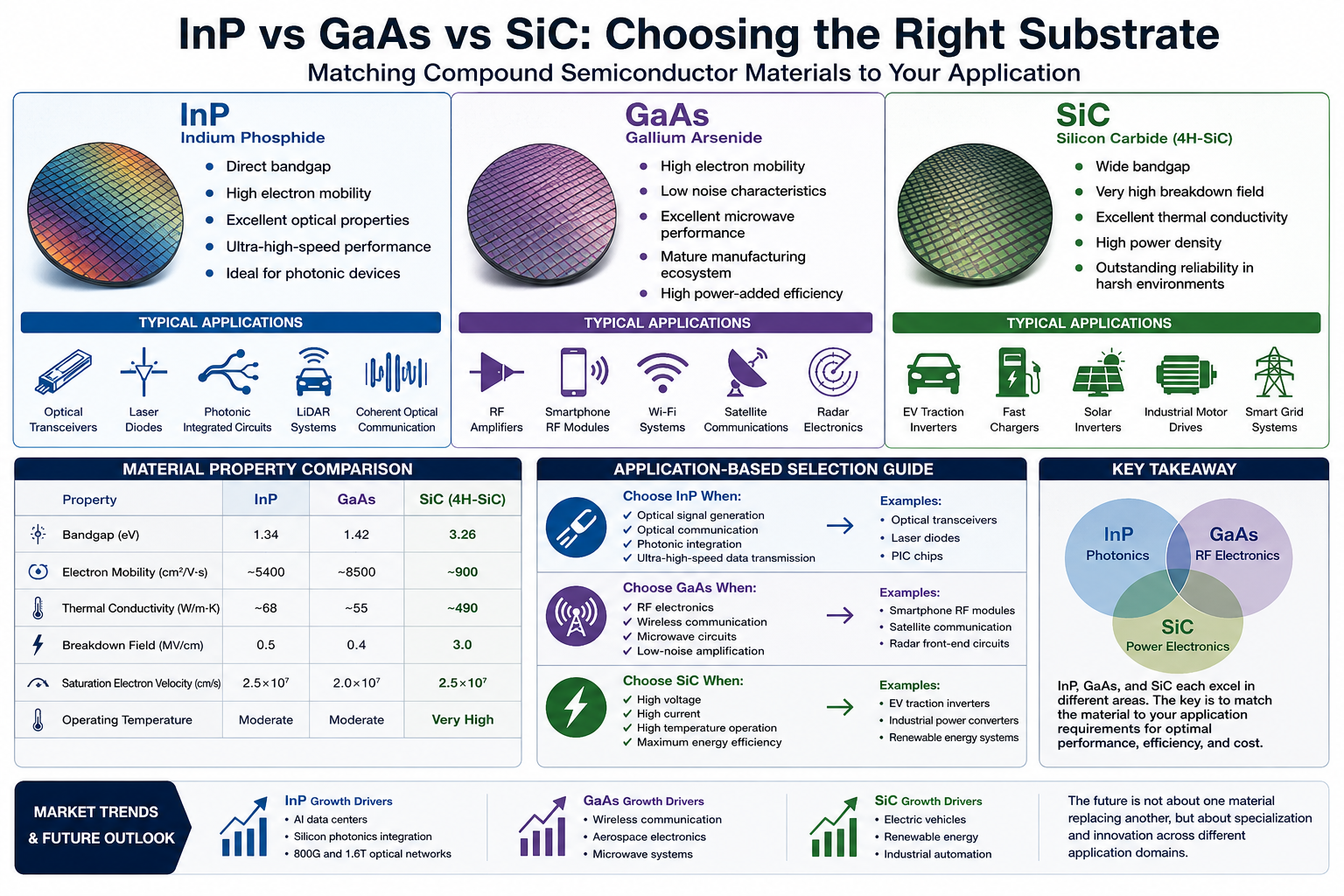 最新の企業ブログについて InP vs GaAs vs SiC: 適切な半導体基板を選択するには?