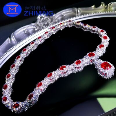 実験室で作られた 鳩の血 赤色サファイア ネックレス サイズをカスタマイズできる 細かいカット